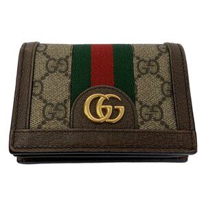 Gucci Wallet GG Ophidia PVC Bifold Card Holder Brown Tan